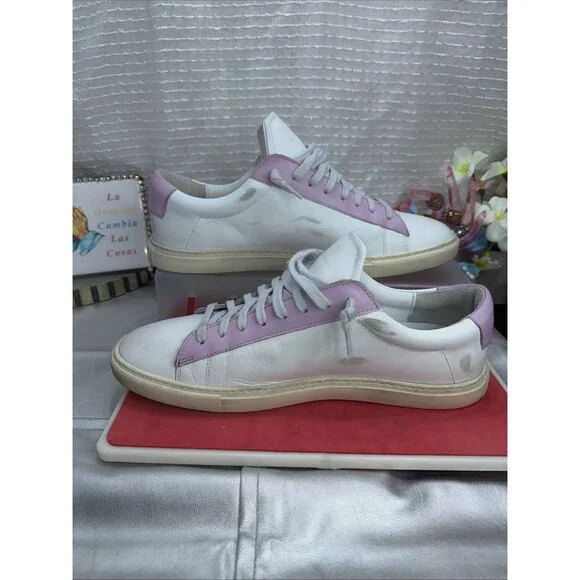 (A7) Oliver Cabell -leather Sneakers Women's in Swift-White,Pink, Size 42/11US. - Picture 2 of 13